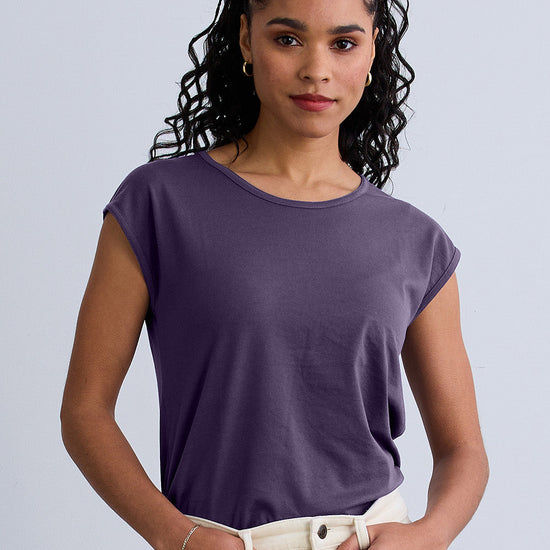 Women's Organic Cotton Cap Sleeve Easy Tee - Purple Twilight