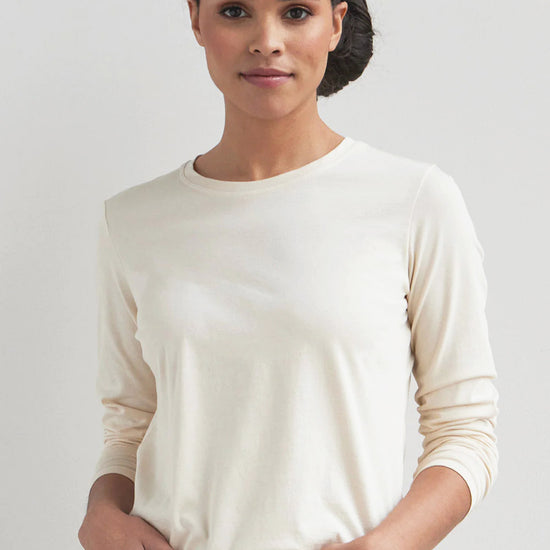 Women's 100% Organic Cotton Relaxed Long Sleeve Crew Neck T-Shirt - Undyed