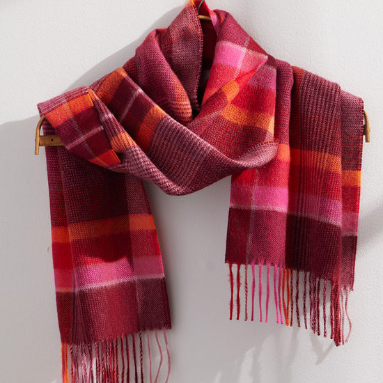 Baby Alpaca Scarf - Red Plaid