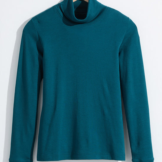 Women's Luxe 100% Organic Cotton Turtleneck - Deep Teal