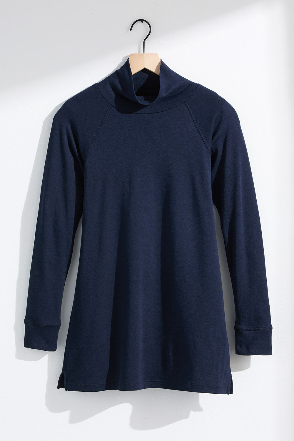 Women's Luxe 100% Organic Cotton High-Neck Tunic - Dark Navy