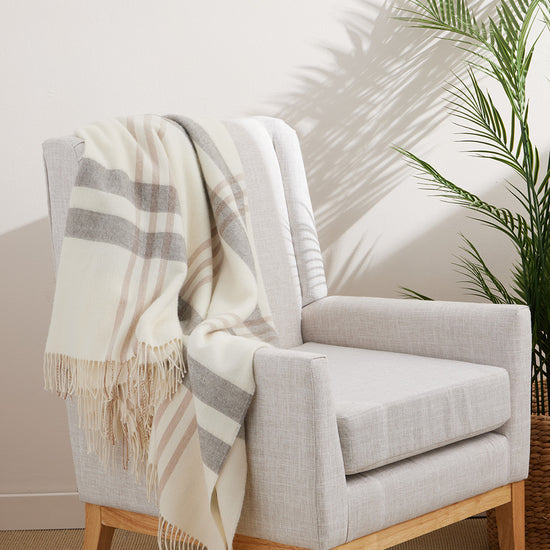 Baby Alpaca Throw Blanket - Undyed Plaid