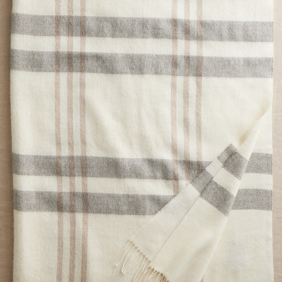 Baby Alpaca Throw Blanket - Undyed Plaid