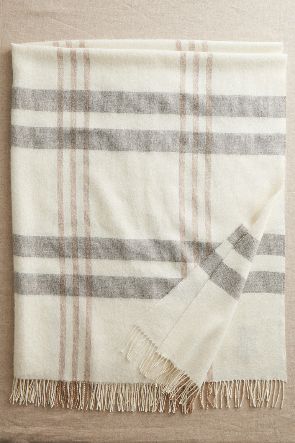 Baby Alpaca Throw Blanket - Undyed Plaid