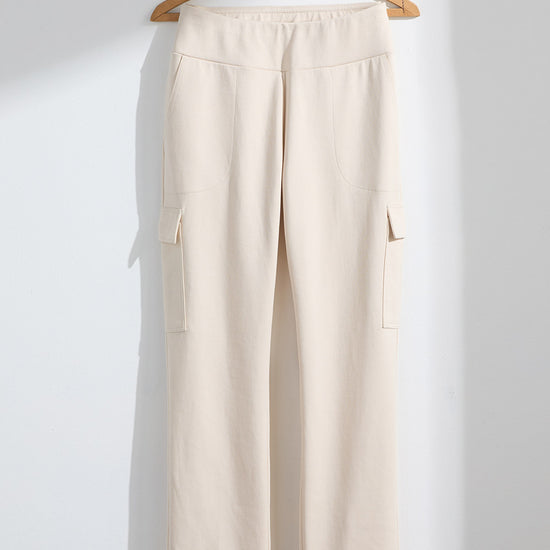 Women's Organic Cotton Double Knit Luxe Cargo Trousers - Undyed