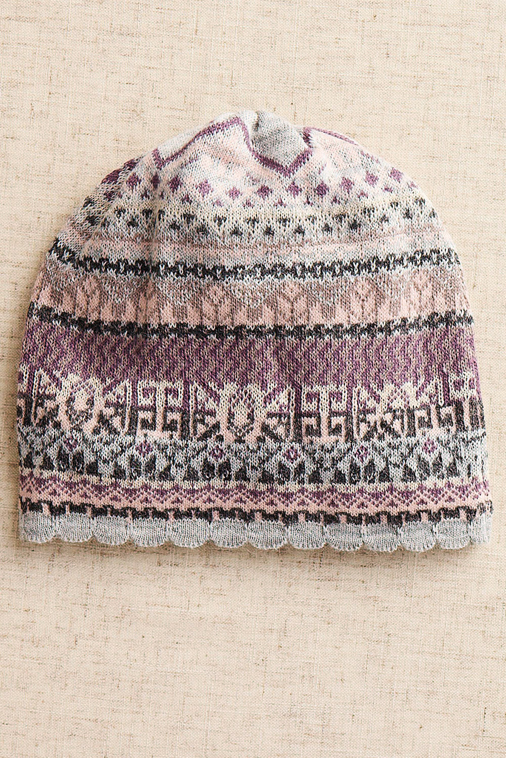 Highlands Pattern Alpaca Blend Hat - Grey