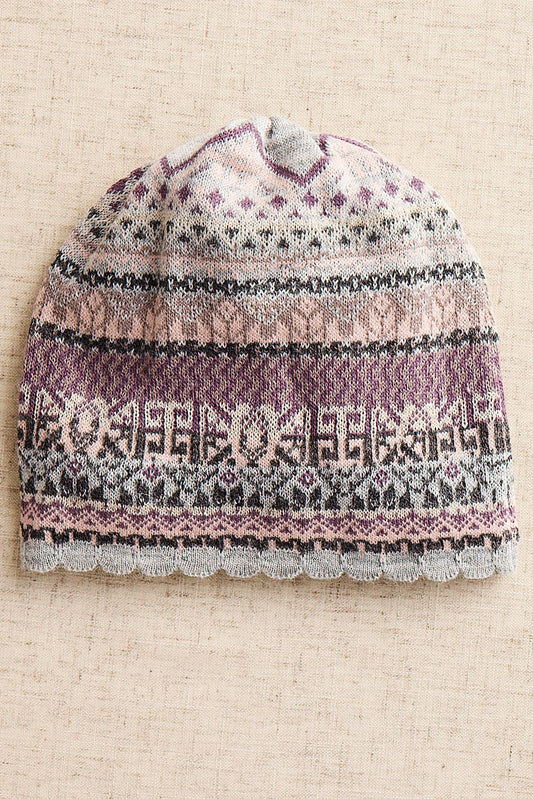 Highlands Pattern Alpaca Blend Hat - Grey