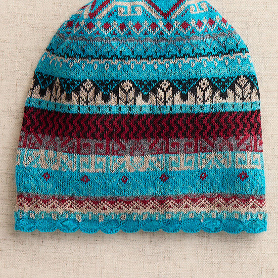 Highlands Pattern Alpaca Blend Hat - Turquoise