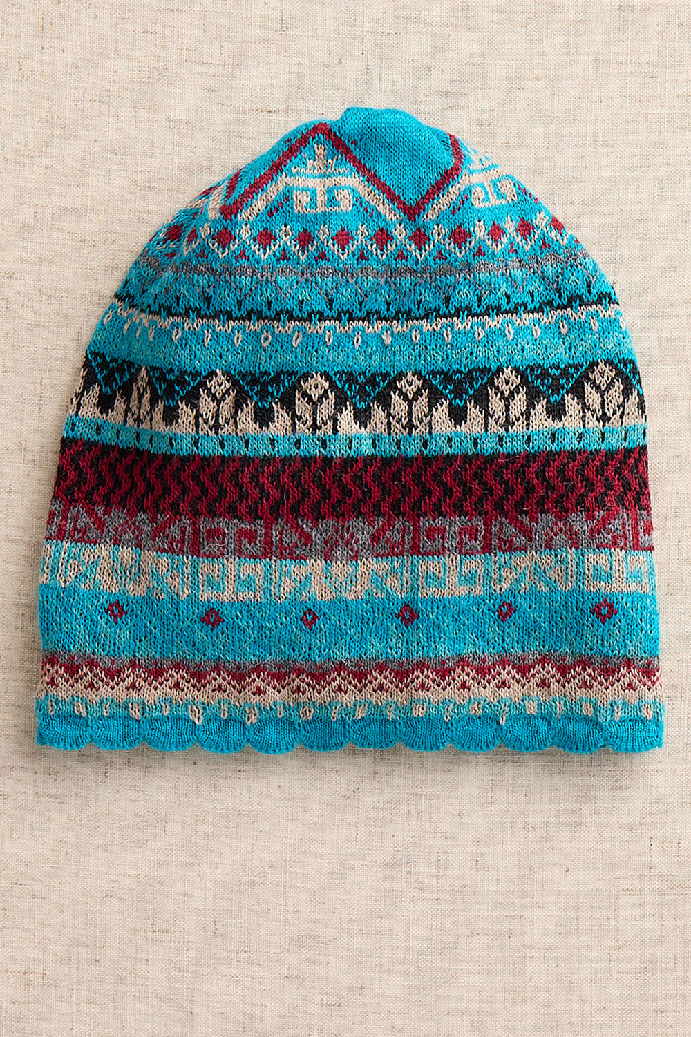 Highlands Pattern Alpaca Blend Hat - Turquoise