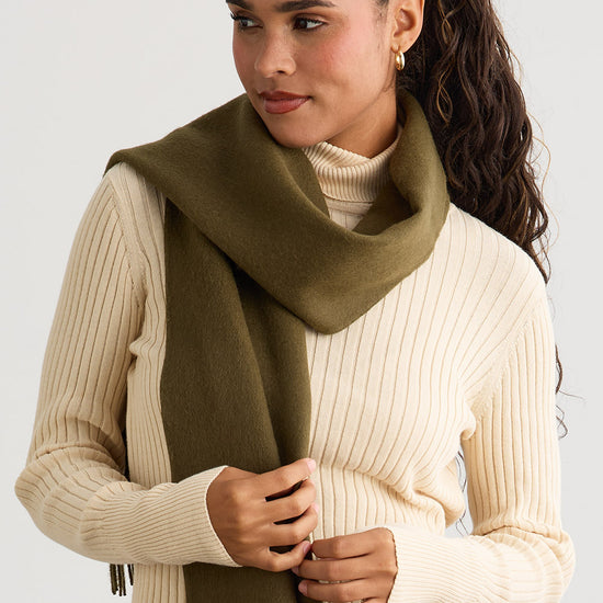Baby Alpaca Scarf - Olive Green