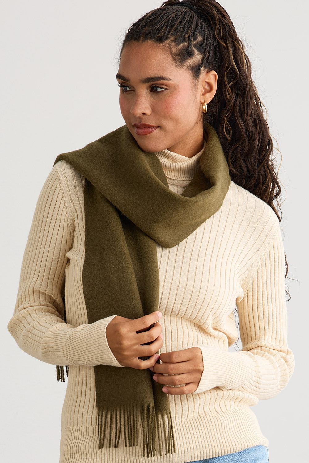 Baby Alpaca Scarf - Olive Green
