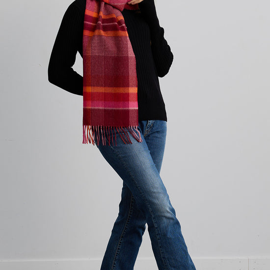 Baby Alpaca Scarf - Red Plaid