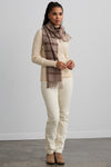 Baby Alpaca Scarf - Undyed Beige Plaid