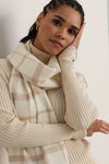 Baby Alpaca Scarf - Undyed Ivory Plaid