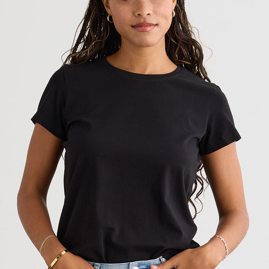 Women's Organic Cotton Relaxed Crew Neck T-shirt - Black