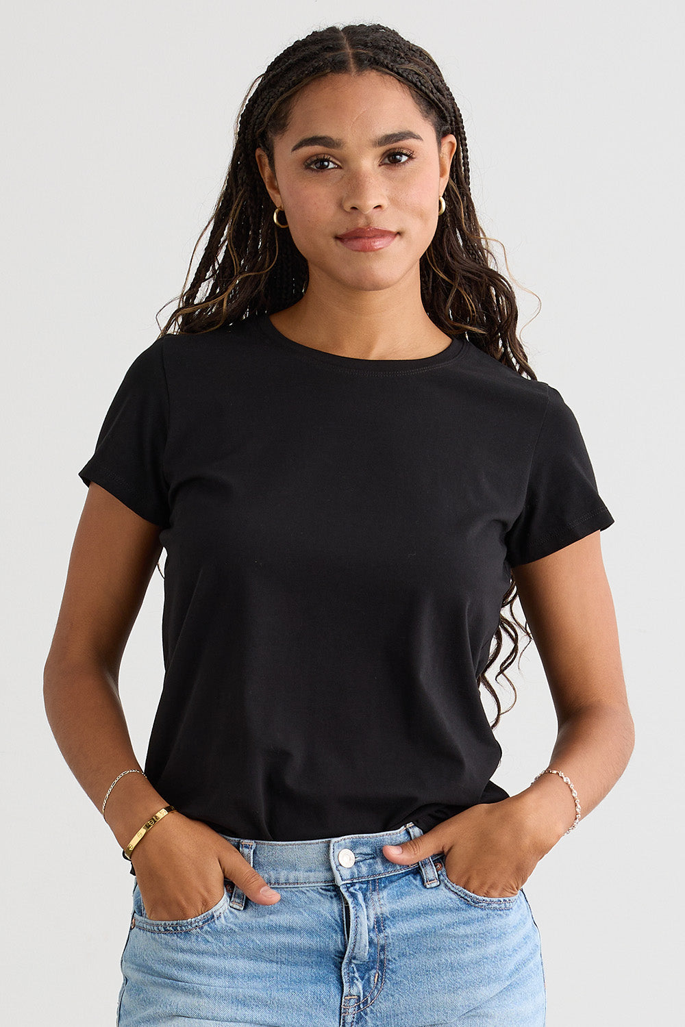 Women's Organic Cotton Relaxed Crew Neck T-shirt - Black