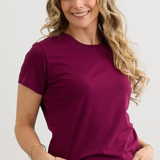 Women's Organic Cotton Relaxed Crew Neck T-shirt - Boysenberry