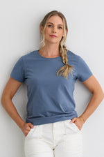 Women's Organic Cotton Relaxed Crew Neck T-shirt - Storm Blue
