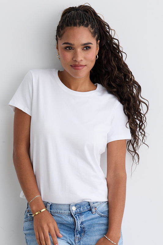 Women's Organic Cotton Relaxed Crew Neck T-shirt - White