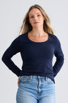 Women's Organic Scoop Neck Long Sleeve Tee - Dark Navy