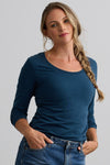 Women's Organic Cotton Scoop Neck Long Sleeve Tee - Dark Ocean