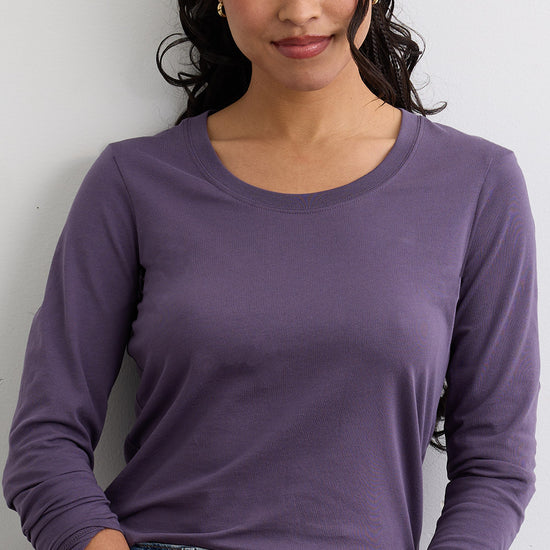 Women's Organic Cotton Scoop Neck Long Sleeve Tee - Purple Twilight