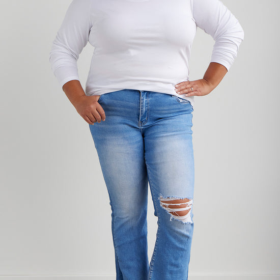 Women's Organic Cotton Scoop Neck Long Sleeve Tee - White