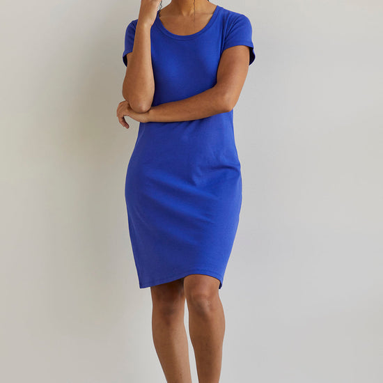 Women's 100% Organic Cotton T-Shirt Dress - Cobalt
