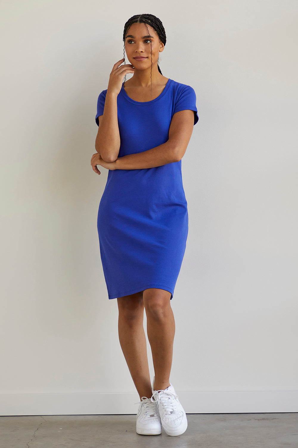 Women's 100% Organic Cotton T-Shirt Dress - Cobalt