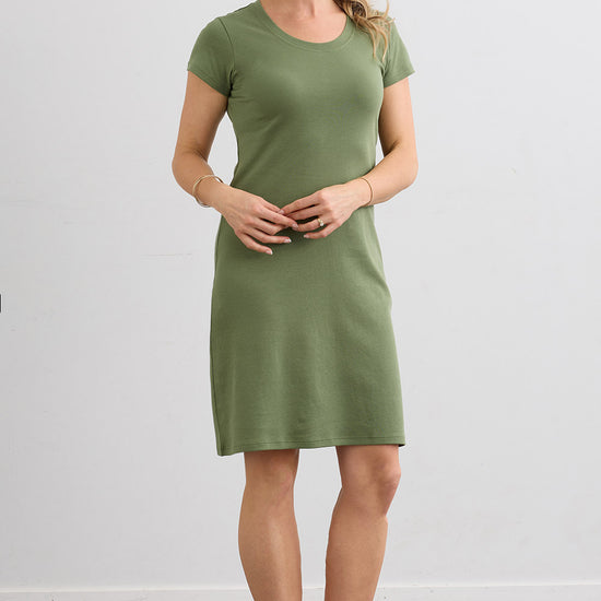 Women's 100% Organic Cotton T-Shirt Dress - Willow Green