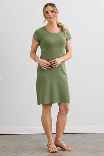 Women's 100% Organic Cotton T-Shirt Dress - Willow Green