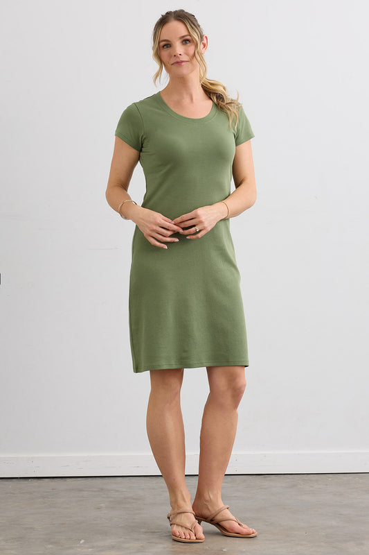 Women's 100% Organic Cotton T-Shirt Dress - Willow Green