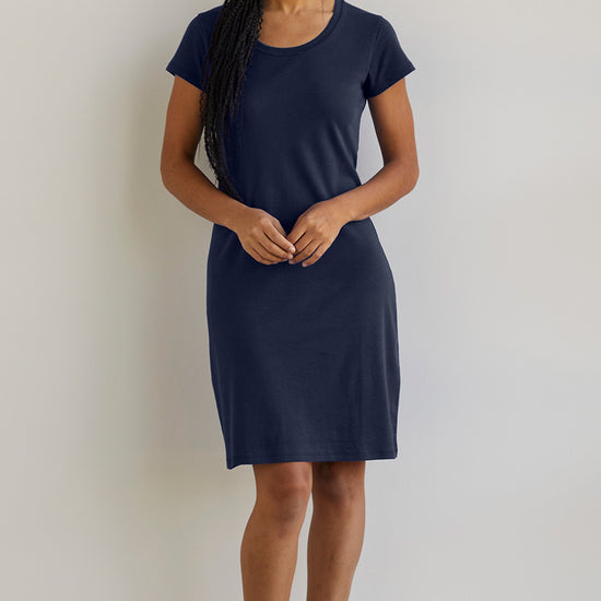 Women's 100% Organic Cotton T-Shirt Dress - Midnight Navy
