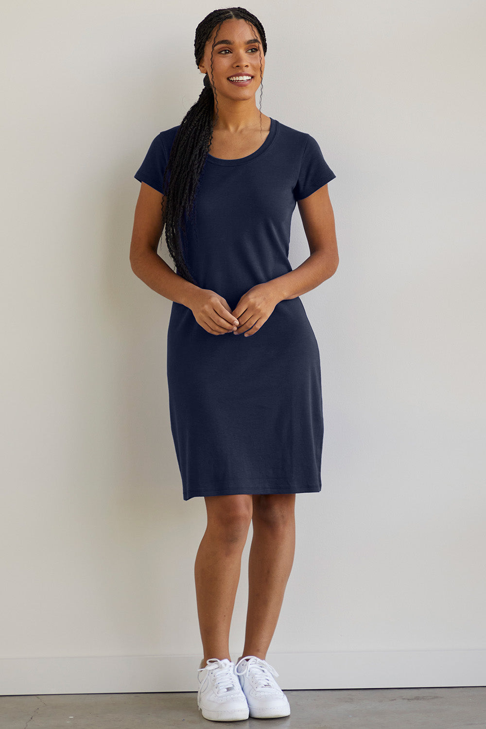 Women's 100% Organic Cotton T-Shirt Dress - Midnight Navy