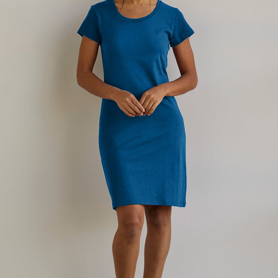 Women's 100% Organic Cotton T-Shirt Dress - Peacock