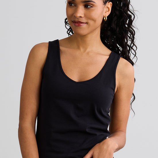 Women's Organic Cotton Reversible 2 in 1 Tank Top - Black
