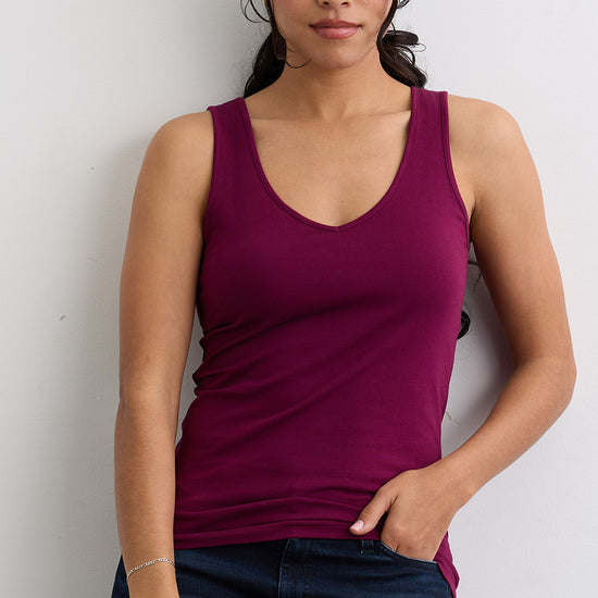 Women's Organic Cotton Reversible 2 in 1 Tank Top - Boysenberry