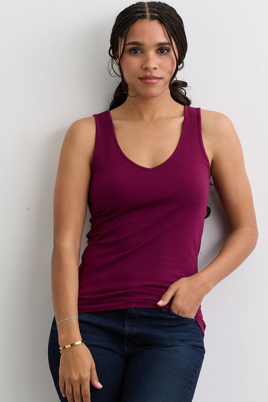 Women's Organic Cotton Reversible 2 in 1 Tank Top - Boysenberry