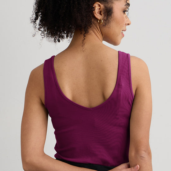 Women's Organic Cotton Reversible 2 in 1 Tank Top - Boysenberry