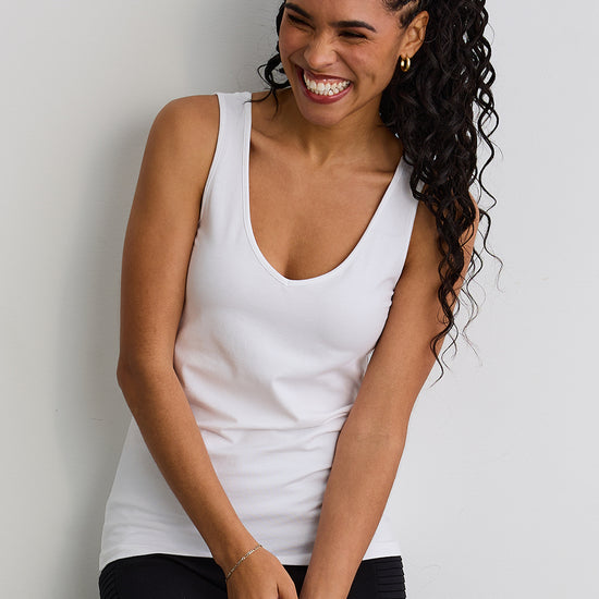 Women's Organic Cotton Reversible 2 in 1 Tank Top - White