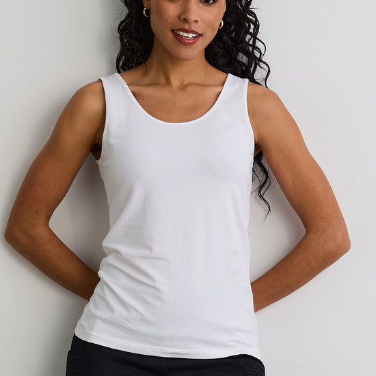 Women's Organic Cotton Reversible 2 in 1 Tank Top - White