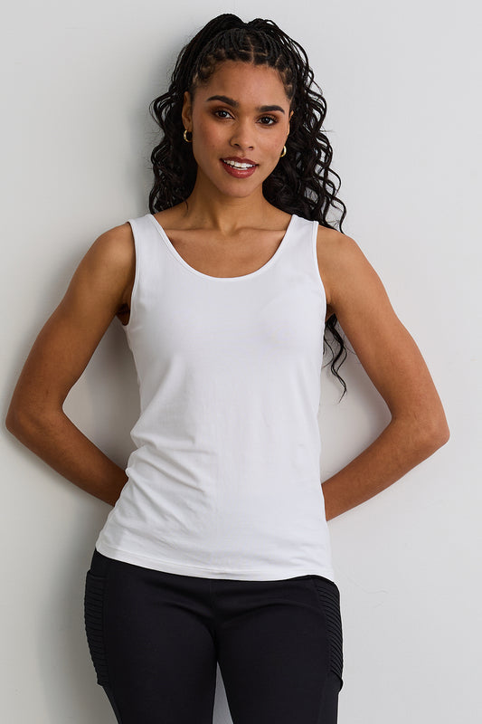 Women's Organic Cotton Reversible 2 in 1 Tank Top - White