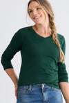 Women's Organic Long Sleeve V-Neck T-Shirt - Dark Pine