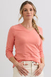 Women's Organic Cotton Long Sleeve V-Neck T-Shirt - Soft Coral
