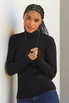 Women's Organic Cotton Ribbed Turtleneck Sweater - Black
