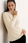 Women's Organic Cotton Ribbed Turtleneck Sweater - Undyed