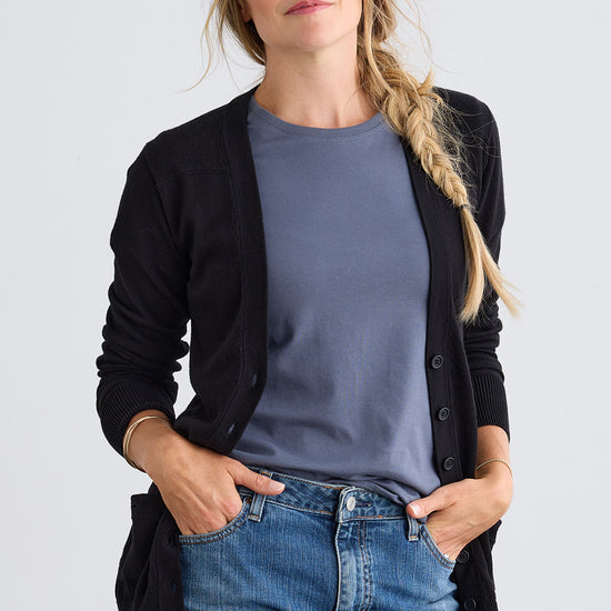 Women's Organic Boyfriend Cardigan Sweater - Black