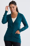 Women's Organic Boyfriend Cardigan Sweater - Deep Teal