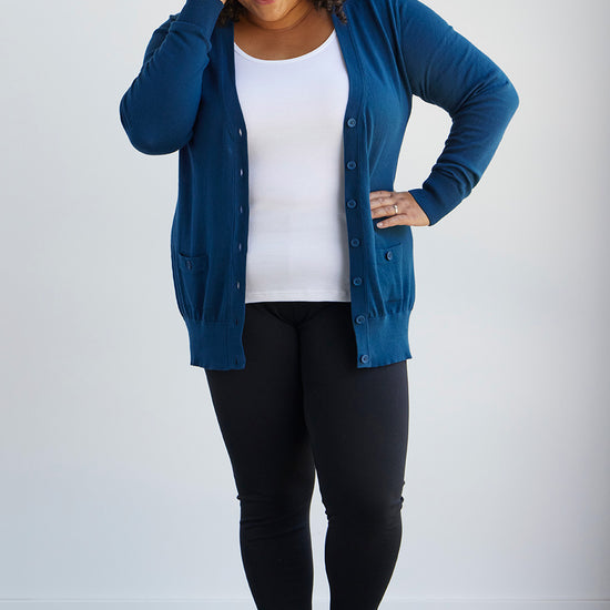Women's Organic Boyfriend Cardigan Sweater - Peacock