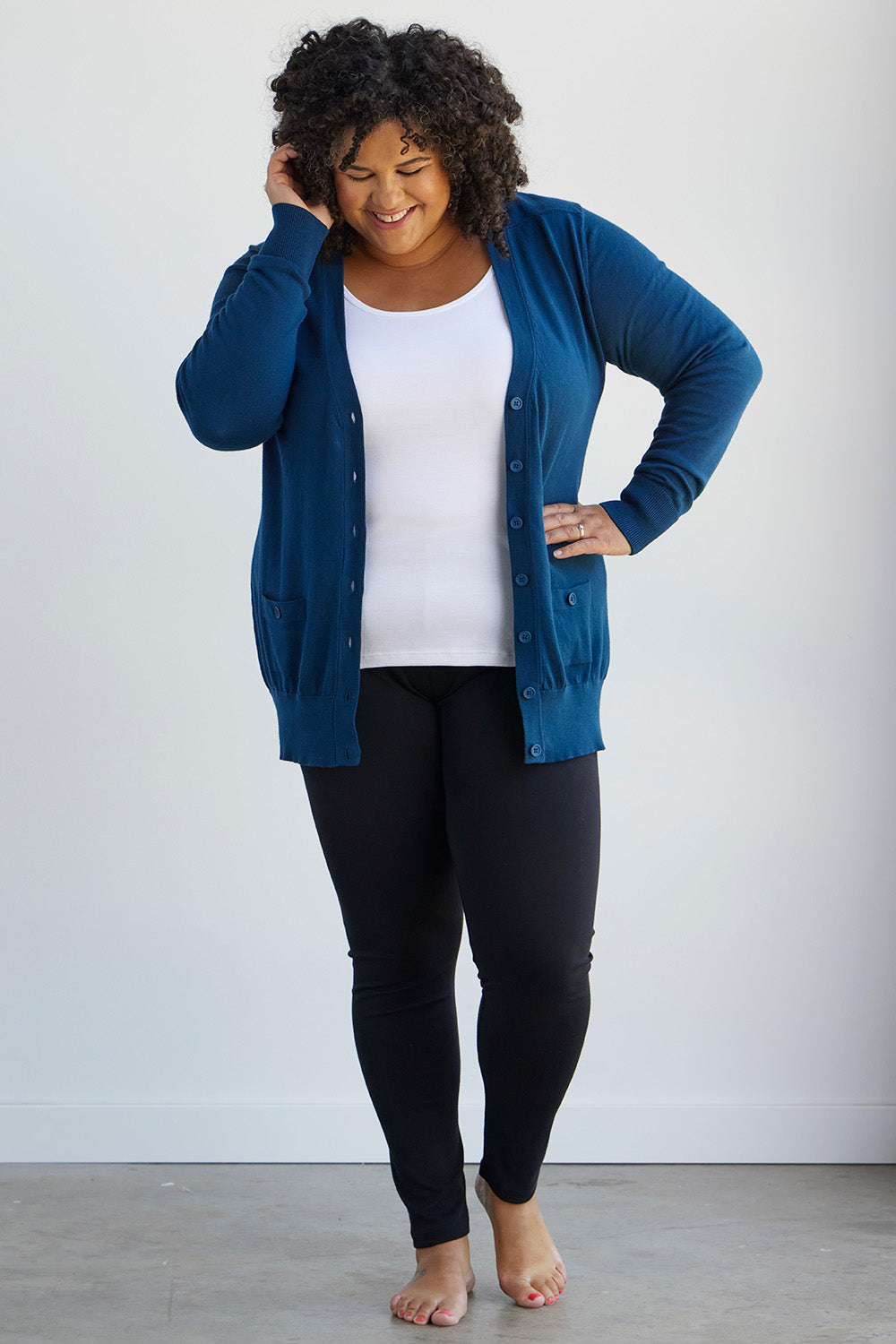 Women's Organic Boyfriend Cardigan Sweater - Peacock